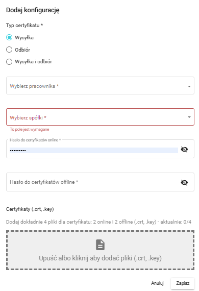 Konfiguracja wysyłki KSeF